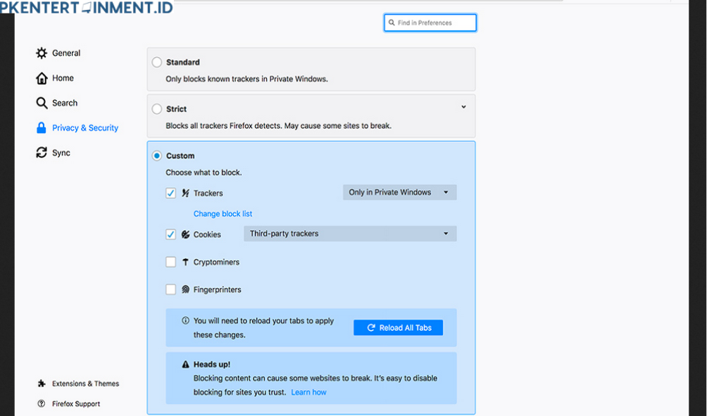 Cara Menonaktifkan Fitur Tracking Protection di Mozilla Firefox