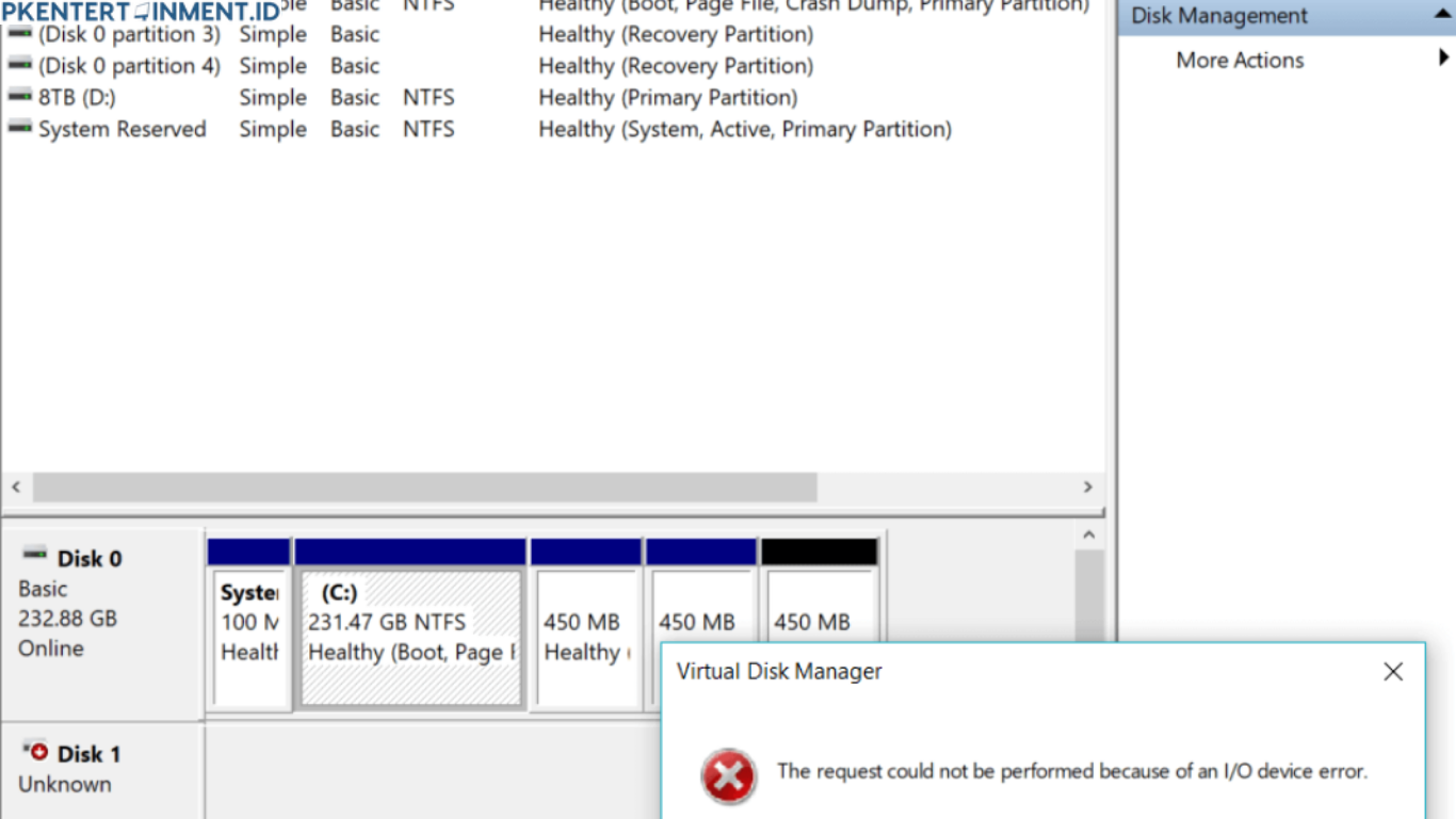 cara mengatasi disk unknown not initialized HDD di Windows