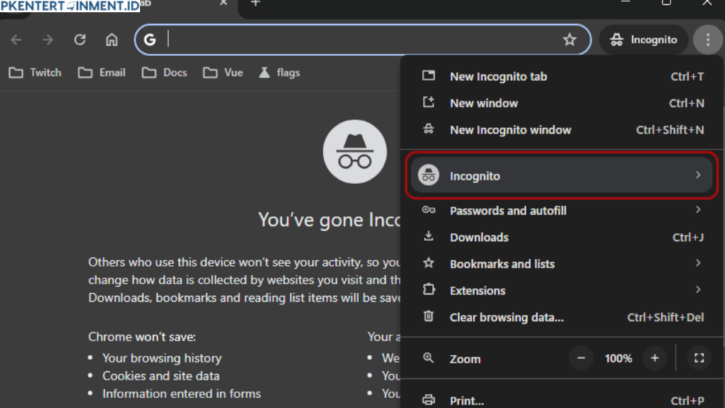 cara matikan Incognito Mode di Chrome