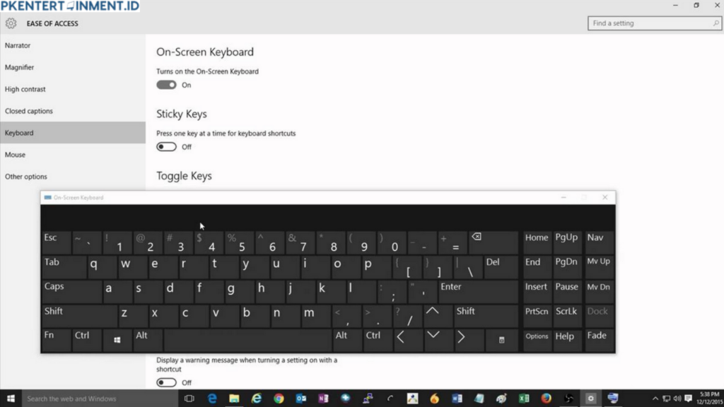 cara menampilkan keyboard di layar Windows 10