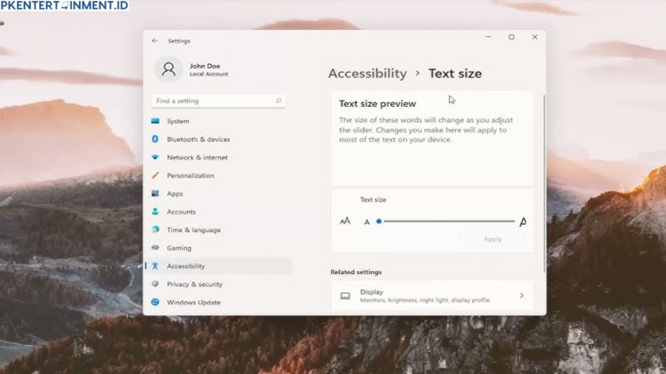 cara mengganti ukuran teks di Windows 11