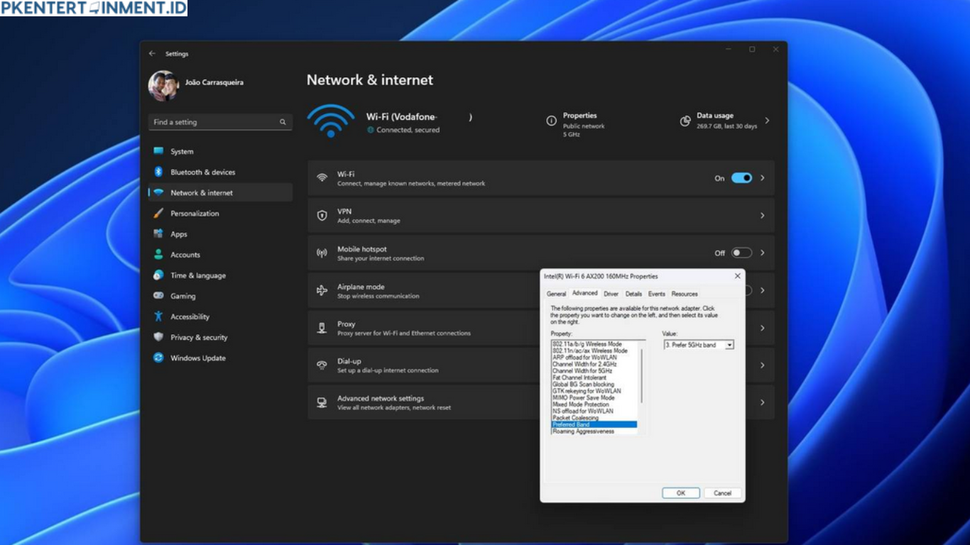 cara mengubah network band di Windows 11