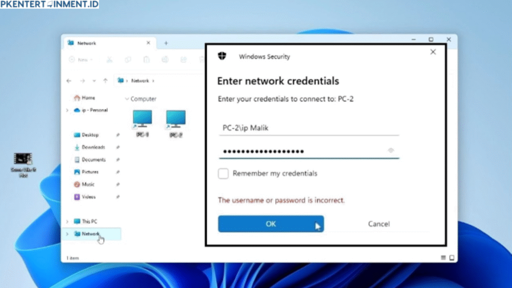 cara mengatasi network credentials Windows 11