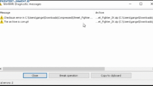 checksum error WinRAR
