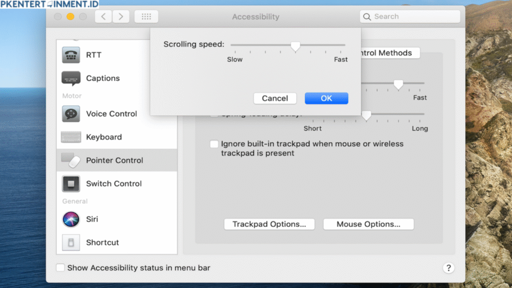 cara mengatur sensitivitas mouse di MacBook