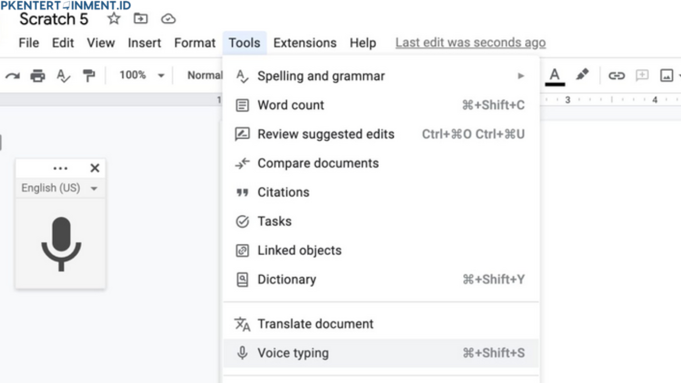 cara menggunakan google docs voice typing di laptop