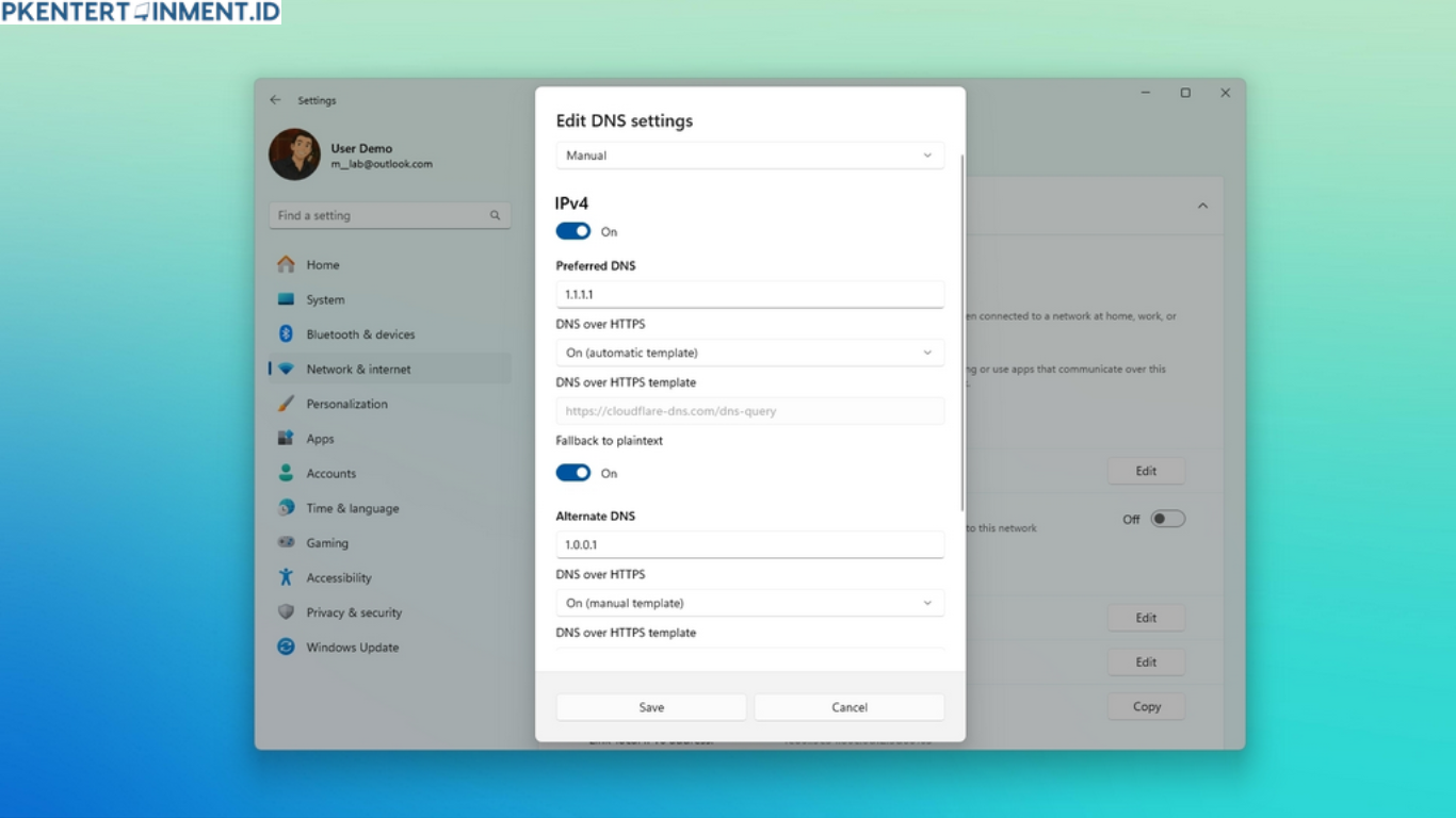 cara setting DNS Cloudflare di Windows 11