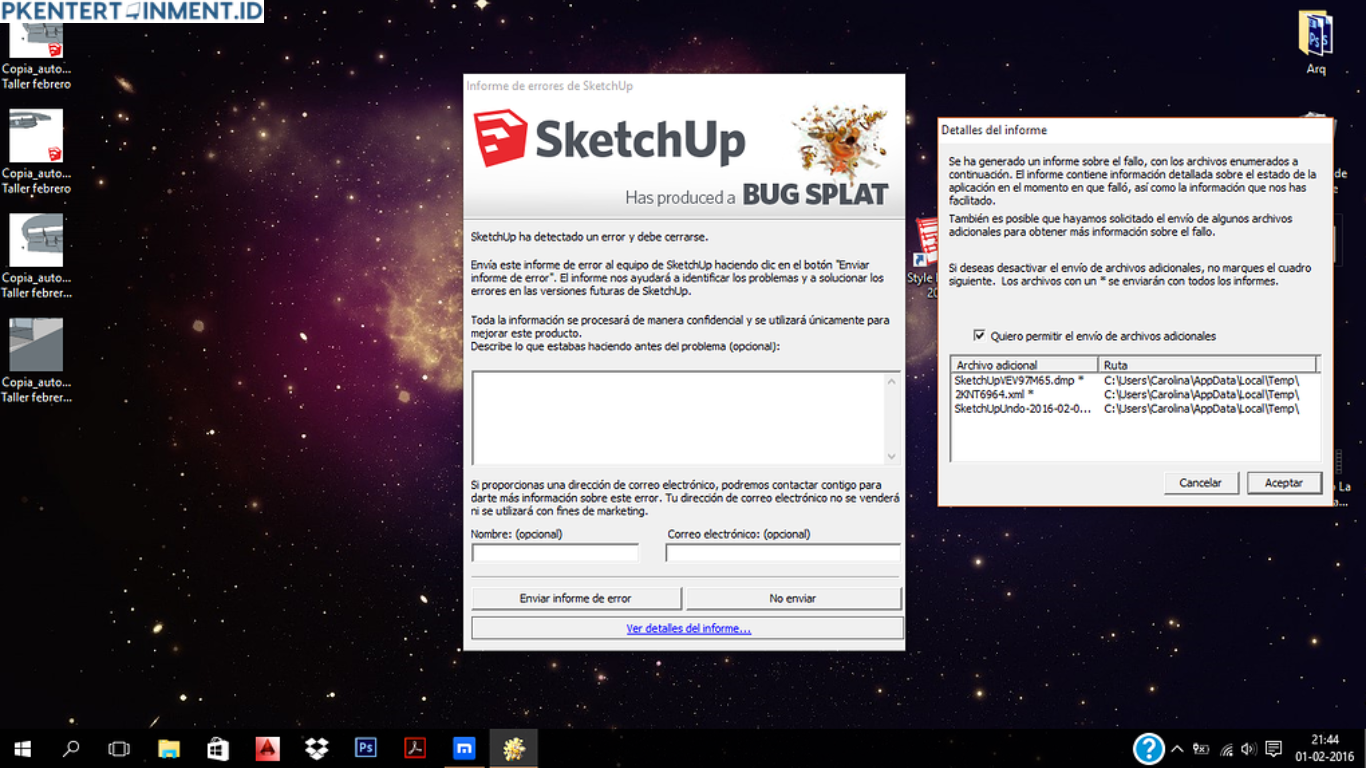 cara mengatasi Bug Splat SketchUp
