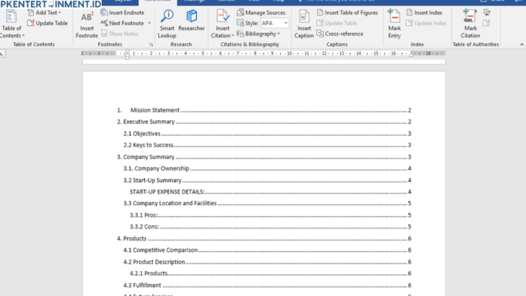cara memperbaiki daftar isi Error Bookmark Not Defined di Word